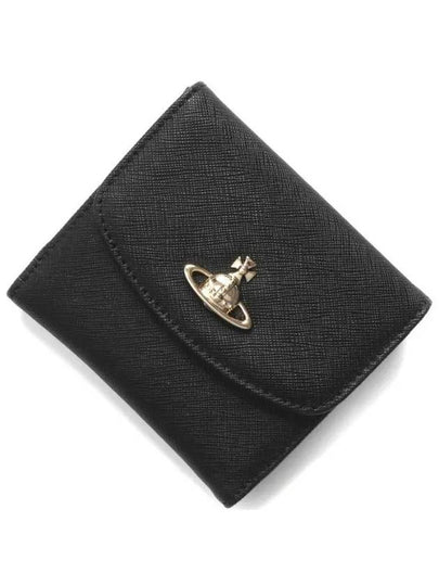 Saffiano Logo Small Half Wallet Black - VIVIENNE WESTWOOD - BALAAN 2