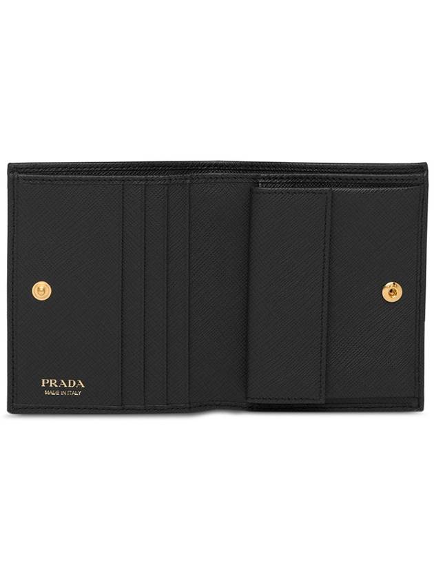 Gold Hardware Triangle Logo Saffiano Half Wallet Black - PRADA - BALAAN 4