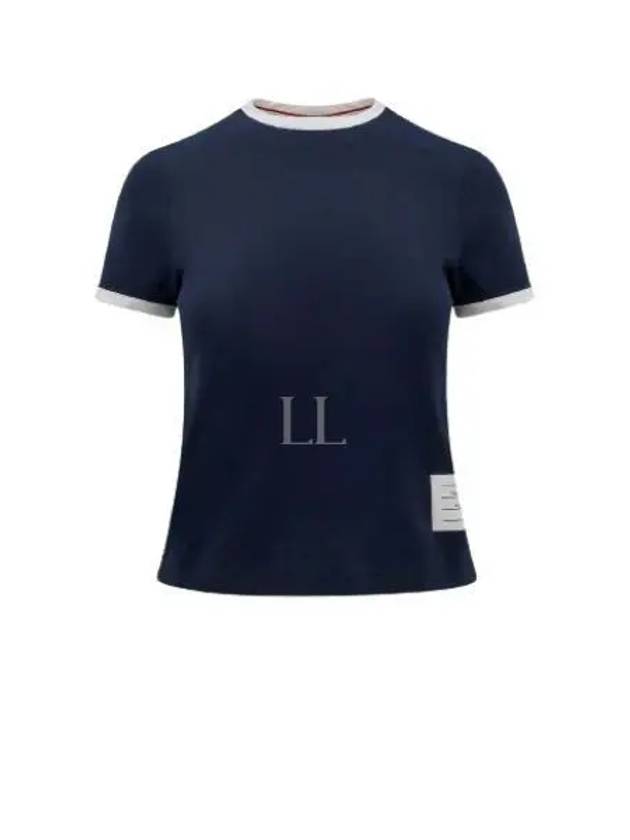 Asymmetric Hem Short Sleeve T-Shirt Navy - THOM BROWNE - BALAAN 2