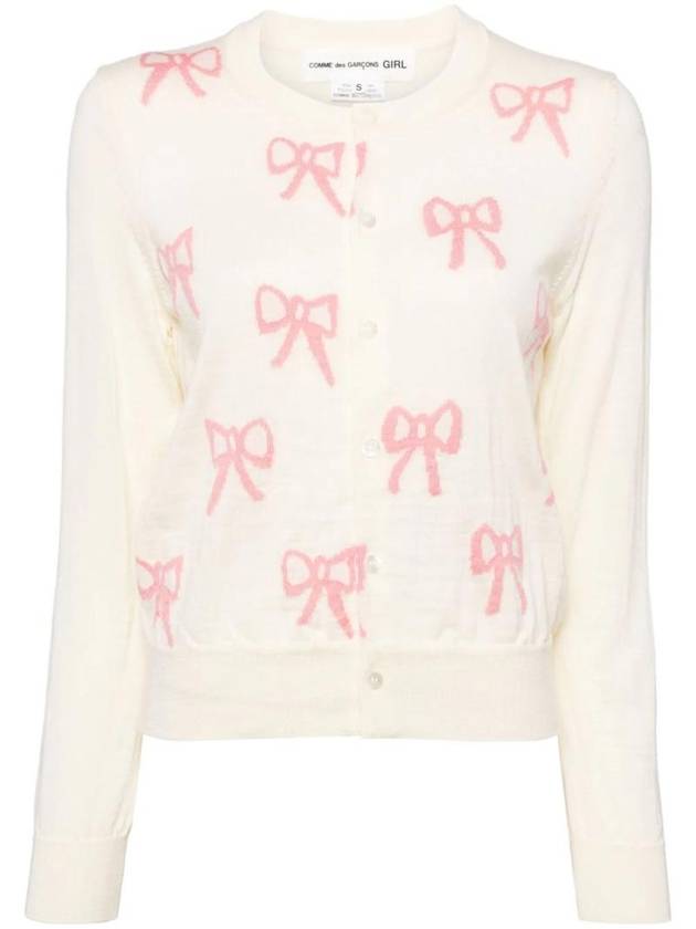 Girls Ribbon Intarsia Knit Cardigan NNN003051 - COMME DES GARCONS - BALAAN 1