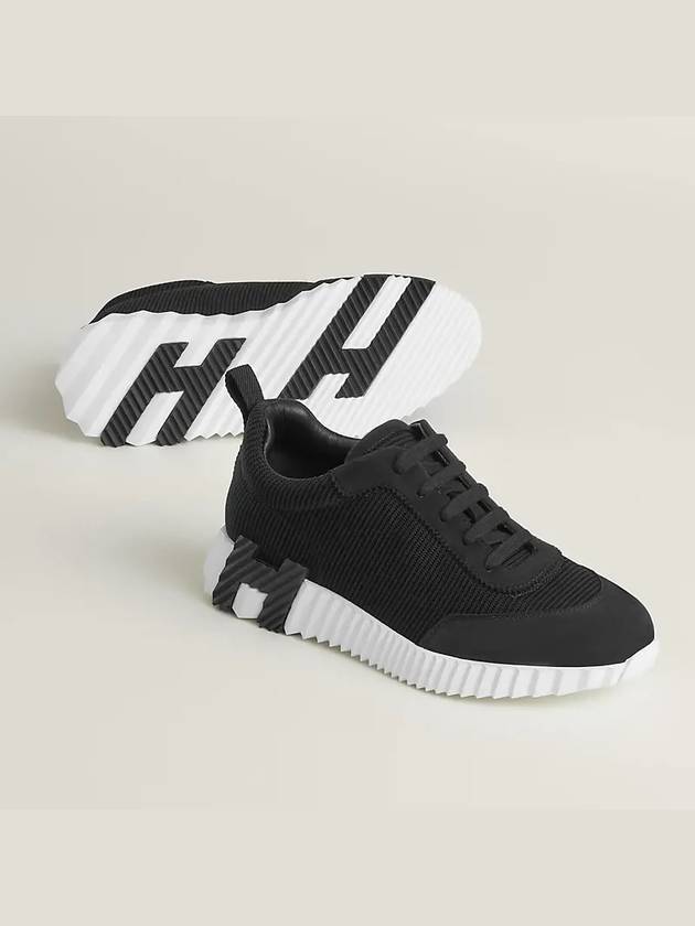 Bouncing Mesh Suede Goatskin Low Top Sneakers Noir - HERMES - BALAAN 7