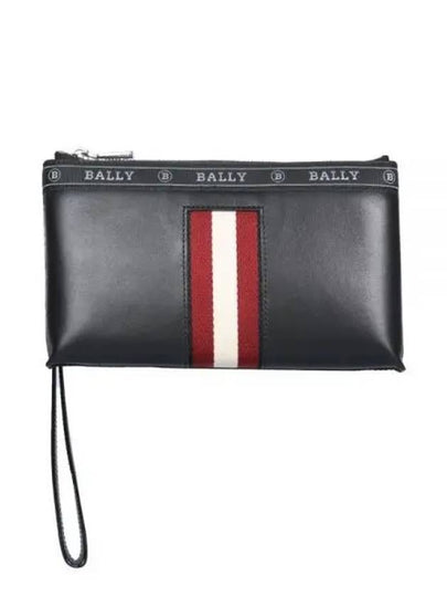 Barrier Logo Leather Zipper Clutch Bag Black - BALLY - BALAAN 2