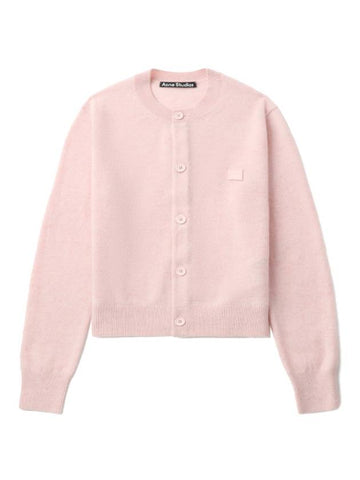 Face Logo Wool Cardigan Pink Women s - ACNE STUDIOS - BALAAN 1