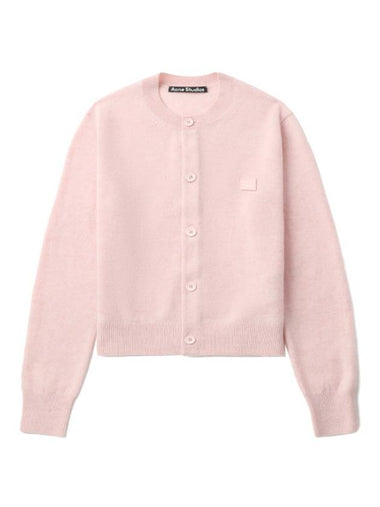 Face Logo Wool Cardigan Pink Women s - ACNE STUDIOS - BALAAN 1