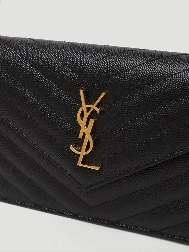 Grain De Poudre Embossed Envelope Chain Long Wallet Black - SAINT LAURENT - BALAAN 6