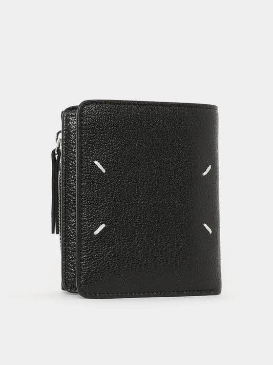 Four-Stitch Leather Half Wallet Black - MAISON MARGIELA - BALAAN 2