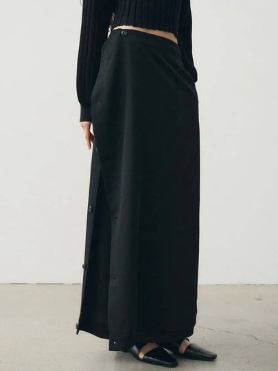 Button up layered long skirt black - NOIRER FOR WOMEN - BALAAN 2