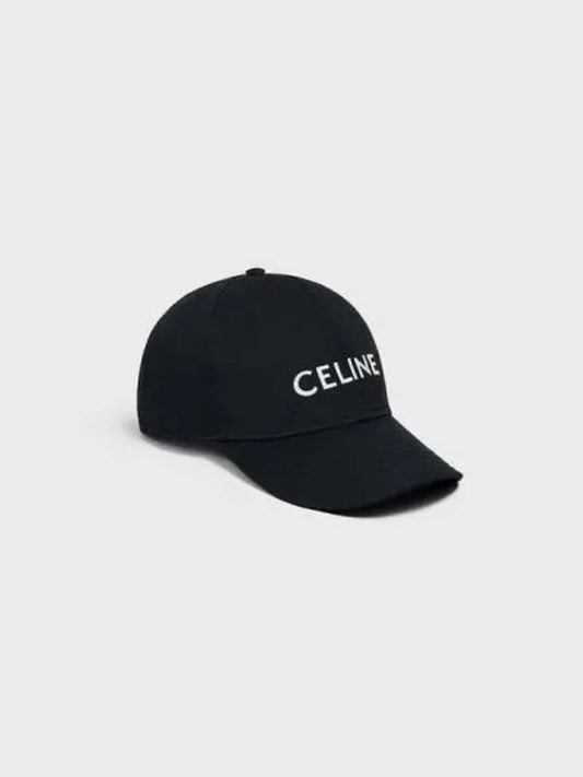 Logo Embroidered Cotton Ball Cap Black - CELINE - BALAAN.