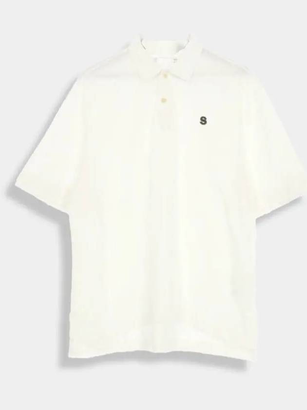 Logo Plaque Cotton Polo Shirt White - SACAI - BALAAN 2