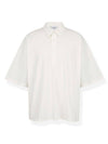 Oversized Pin Tuck Collar Polo Shirt Off White - NUAKLE - BALAAN 1