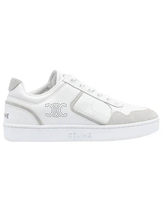 CT 10 Trainer Lace Up Suede Calfskin Low Top Sneakers White - CELINE - BALAAN 1