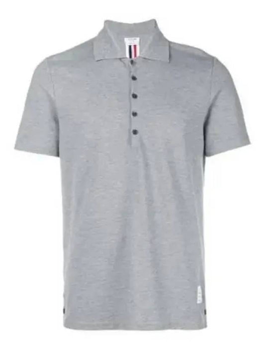 Men's Cotton Pique Center Bag Striped Short Sleeve Polo Shirt Grey - THOM BROWNE - BALAAN 2