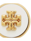 Kira Enamel Circle Stud Earrings White Gold - TORY BURCH - BALAAN 5