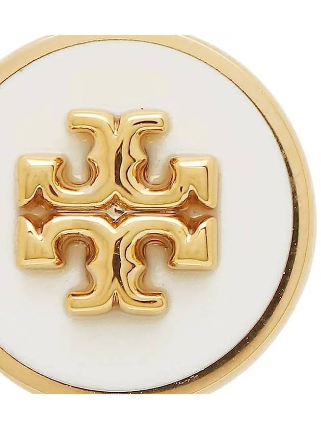 Kira Enamel Circle Stud Earrings White Gold - TORY BURCH - BALAAN 5