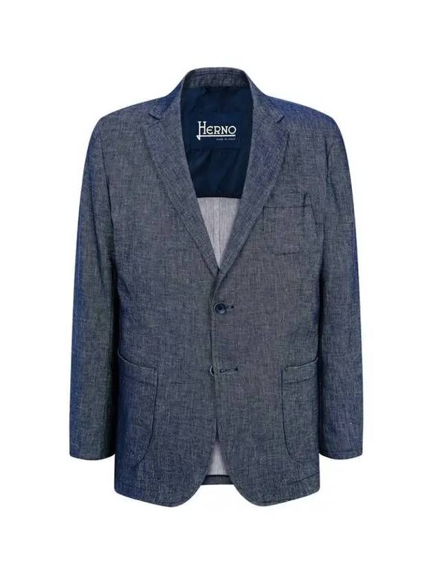 Men s no cheat lapel denim single jacket navy 270801 - HERNO - BALAAN 1