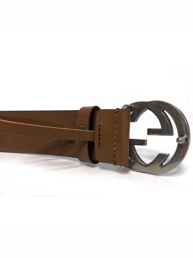 Interlocking Leather Belt Brown - GUCCI - BALAAN 4