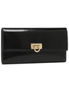 Gancini Flip Lock Leather Long Wallet Black - SALVATORE FERRAGAMO - BALAAN 2