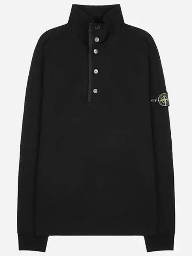 Compass Patch Cotton Fleece Polo Knit Top Black - STONE ISLAND - BALAAN 2