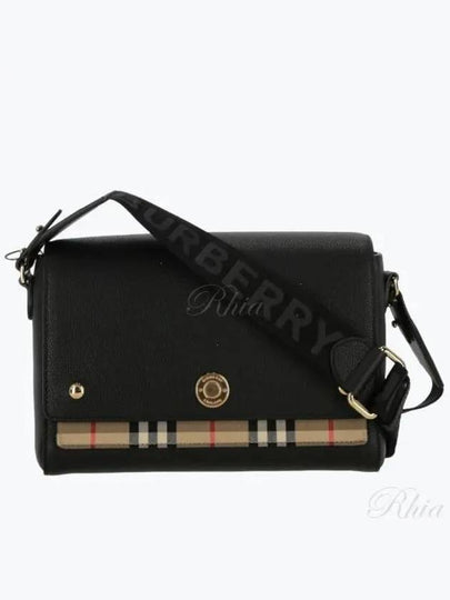 Leather and Vintage Check Note Crossbody Bag Black - BURBERRY - BALAAN 2