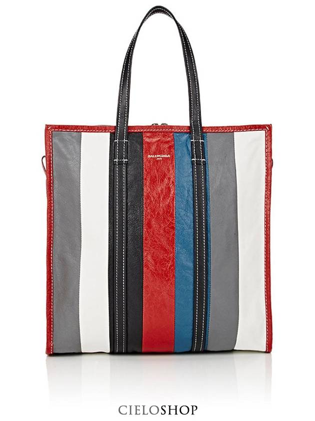 Bazar Striped Shopper Medium Tote Bag - BALENCIAGA - BALAAN 2