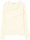 Diagonal neckline slim ribbed knit Ivory - THE GREEN LAB - BALAAN 1