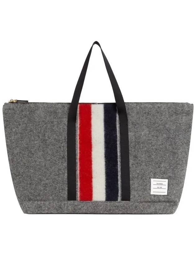 Men's Three Stripes Wool Tote Bag Gray - THOM BROWNE - BALAAN.