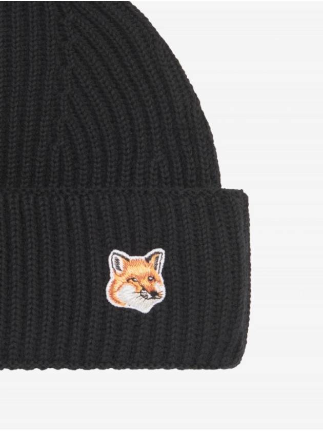 Fox Head Patch Ribbed Beanie Black - MAISON KITSUNE - BALAAN 4