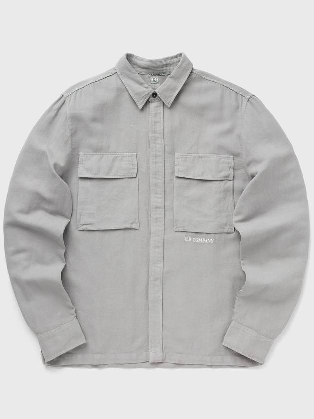 Broken Linen Cotton Long Sleeve Shirt Grey - CP COMPANY - BALAAN 2