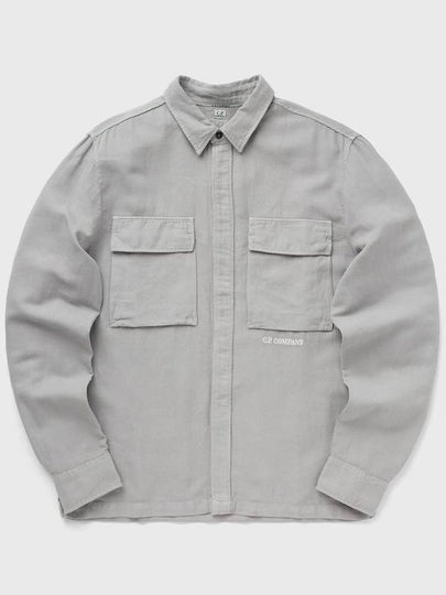 Broken Linen Cotton Long Sleeve Shirt Grey - CP COMPANY - BALAAN 2