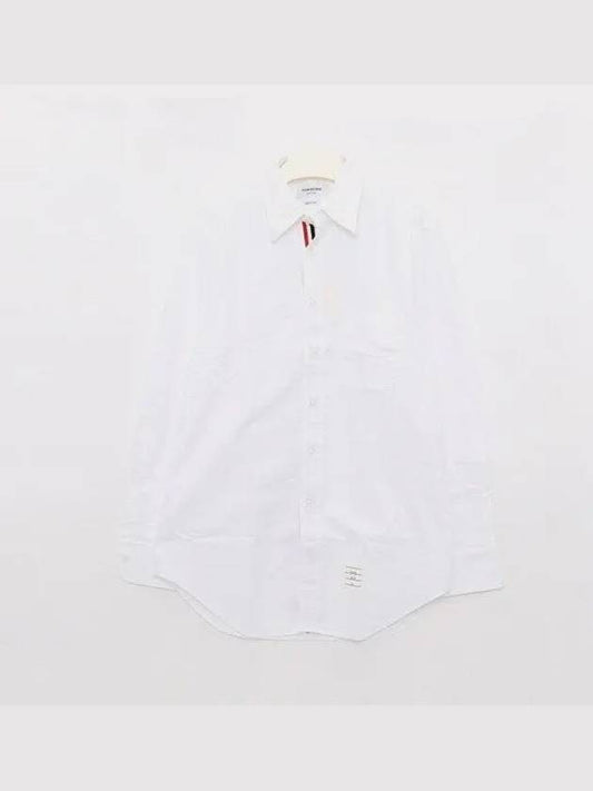 Men's Logo Patch Classic Cotton Long-Sleeve Shirt White - THOM BROWNE - BALAAN 2