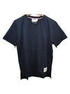 Men's Side Slit Relaxed Short Sleeve T-Shirt Navy - THOM BROWNE - BALAAN 2