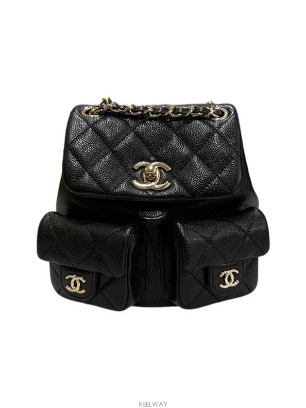 Clover Caviar Duma Backpack Small Black AS3787 - CHANEL - BALAAN 1