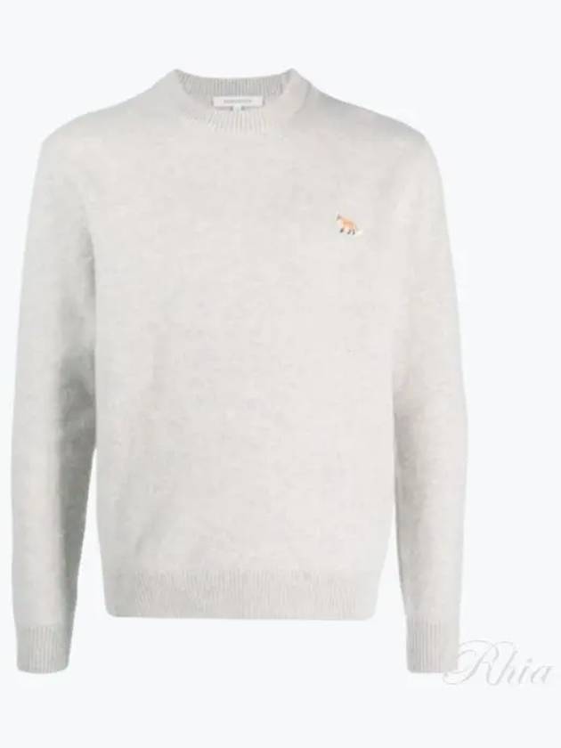 Baby Fox Patch Regular Knit Top Light Grey Melange - MAISON KITSUNE - BALAAN 2