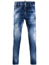 Men's Logo Patch Spot Painting Diss Dean Skinny Jeans Blue - DSQUARED2 - BALAAN 2