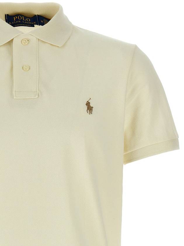 Embroidered Brown Pony Slim Fit Polo Shirt Beige - POLO RALPH LAUREN - BALAAN 4