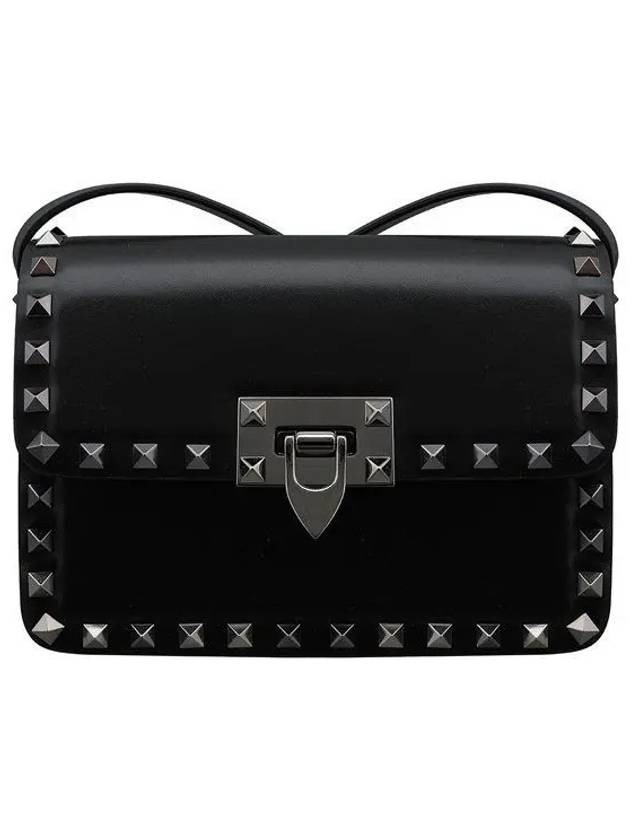 Rockstud Smooth Leather Small Shoulder Bag Black - VALENTINO - BALAAN 2