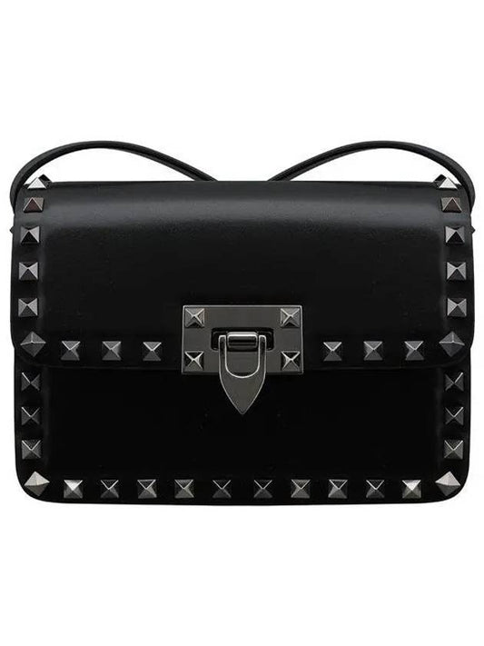 Rockstud Smooth Leather Small Shoulder Bag Black - VALENTINO - BALAAN 2