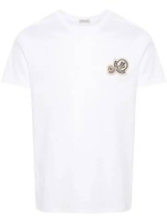 Double Logo Patch Round Short Sleeve T-Shirt White - MONCLER - BALAAN 2