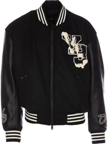 Letterman Striped Bomber Jacket Black - Y-3 - BALAAN 1