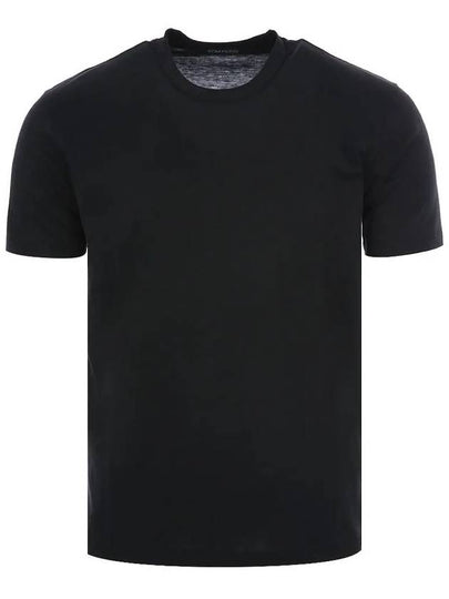 BA201 TFJ320 K09 Silk Cotton Blend Black Short Sleeve T Shirt - TOM FORD - BALAAN 2