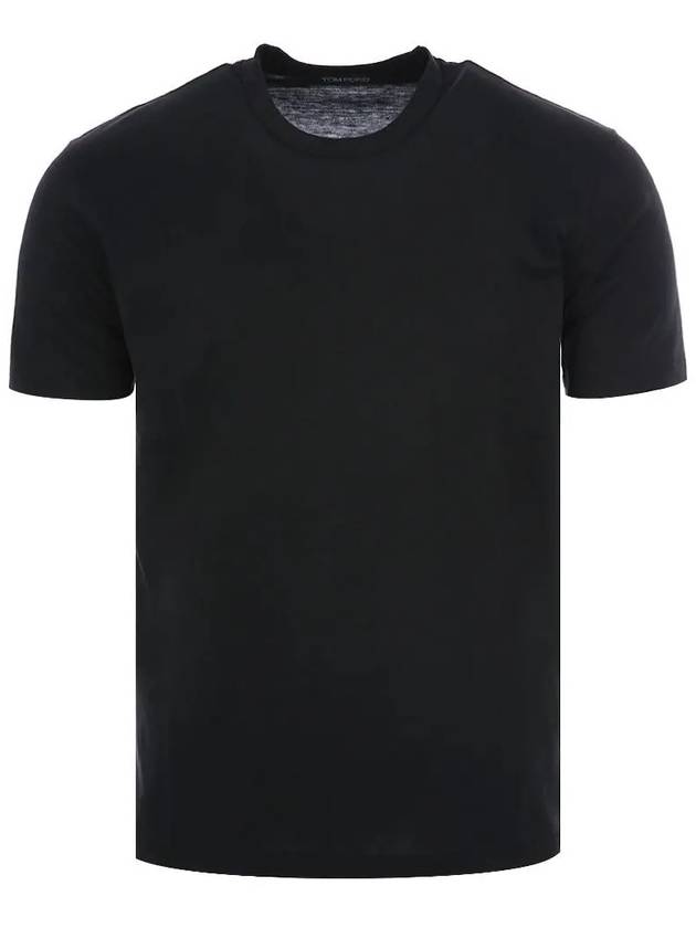 BA201 TFJ320 K09 Silk Cotton Blend Black Short Sleeve T Shirt - TOM FORD - BALAAN 1