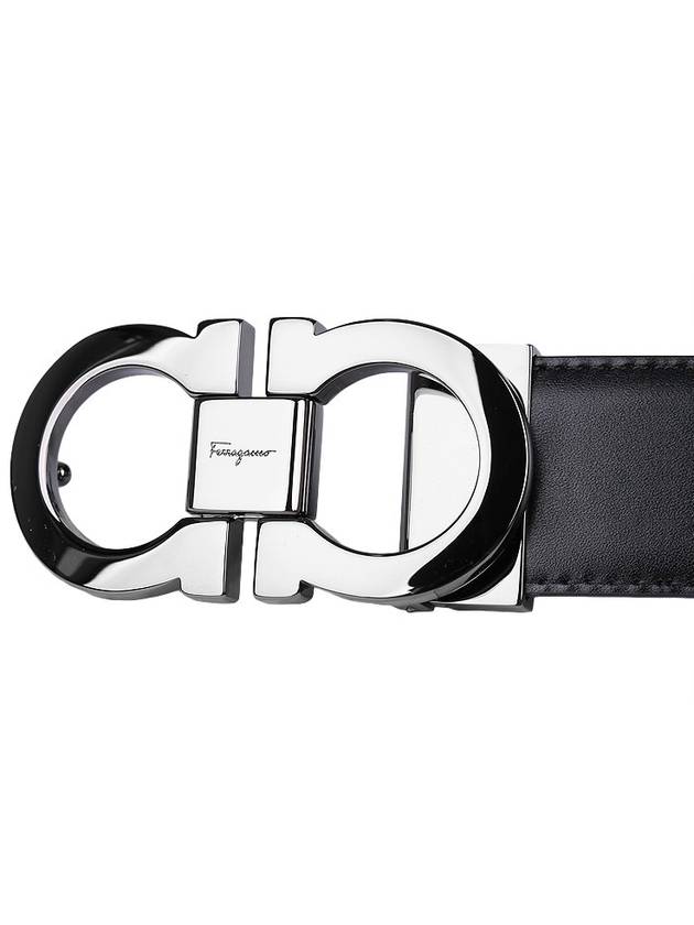 Double Gancini Reversible Leather Belt Black Auburn - SALVATORE FERRAGAMO - BALAAN 6