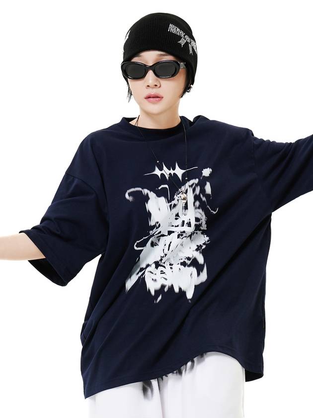 COCANBUTTER OVERSIZED HIP HOP DANCE STUDIO VINTAGE GRAPHICS_NAVY - HOLY NUMBER 7 - BALAAN 1