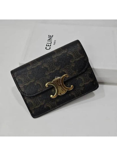 Triomphe Canvas Flap Card Holder Tan Brown - CELINE - BALAAN 2