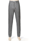 Men's Drawstring Virgin Wool Straight Pants Gray - BRUNELLO CUCINELLI - BALAAN 2