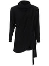 Women's Drape Wool Short Dress Black - SAINT LAURENT - BALAAN 1