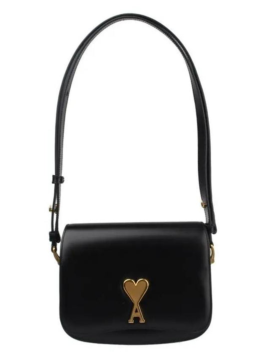 Paris Leather Shoulder Bag Black - AMI - BALAAN 2