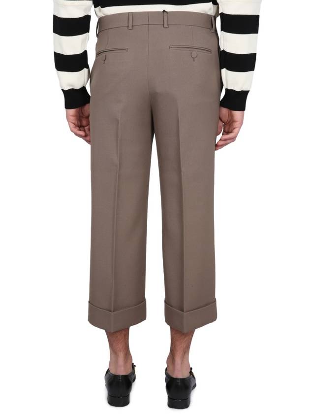 Textured Gabardine Cropped Straight Pants Brown - GUCCI - BALAAN 5