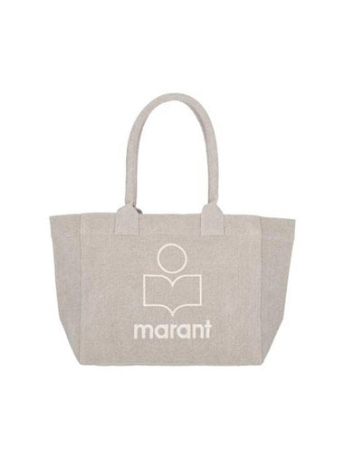 Yenky Zipper Logo Washed Cotton Tote Bag Light Grey - ISABEL MARANT - BALAAN 1