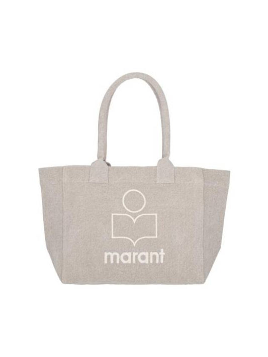 Yenky Zipper Logo Washed Cotton Tote Bag Light Grey - ISABEL MARANT - BALAAN 1